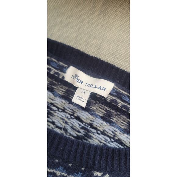 NWOT Peter Millar L8507 Mens Blue Bellows Fair Isle Crewneck Sweater Size M - Picture 3 of 4